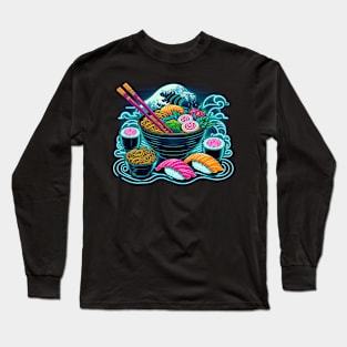 Cyber Punk Sushi and Ramen Lover Men Women Stylized Japanese Long Sleeve T-Shirt